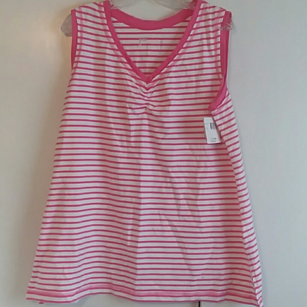 JMS Sleeveless pink/white stripe top